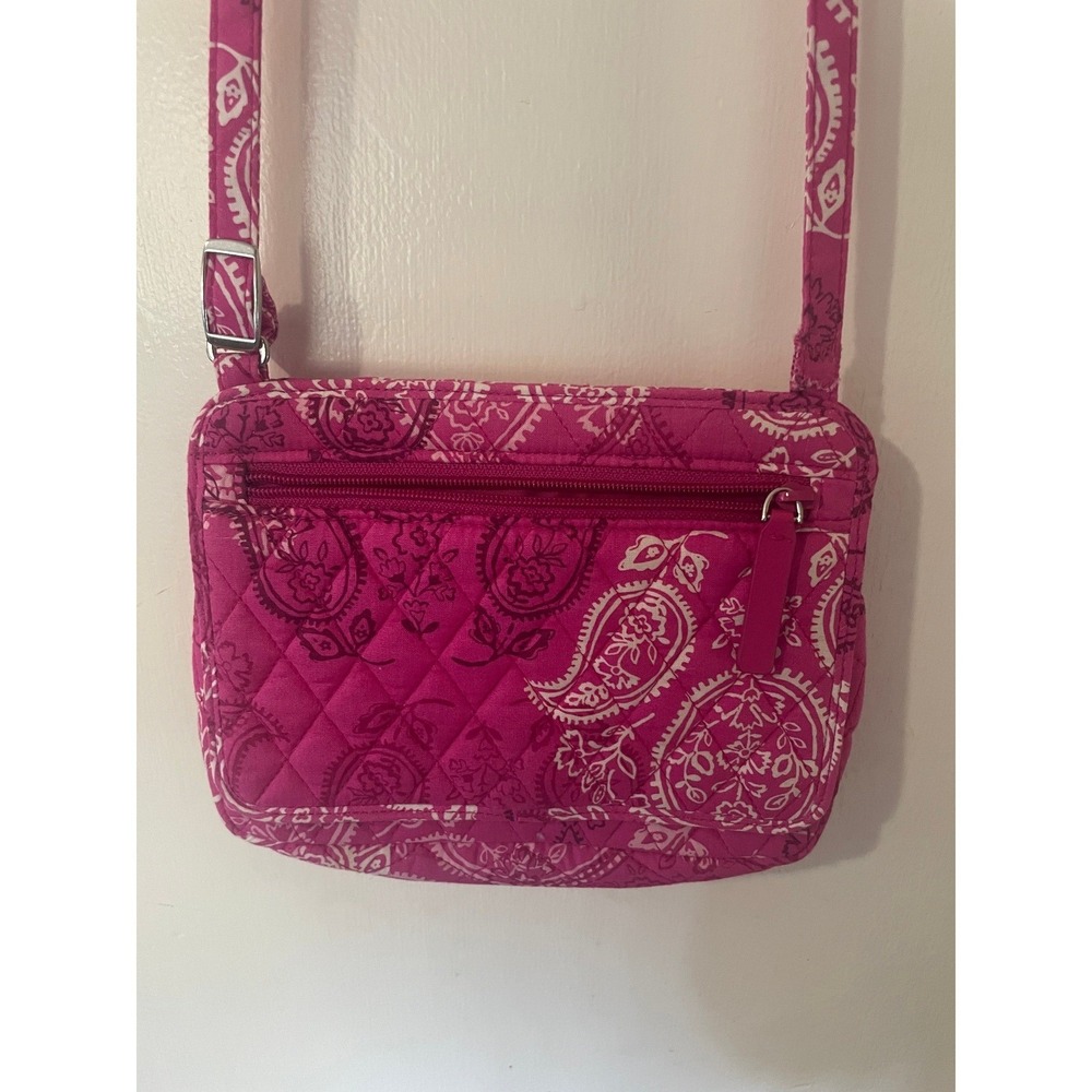 Vera Bradley Pink Paisley‎ Quilted Cotton Crossbody Bag Small Messenger Purse
